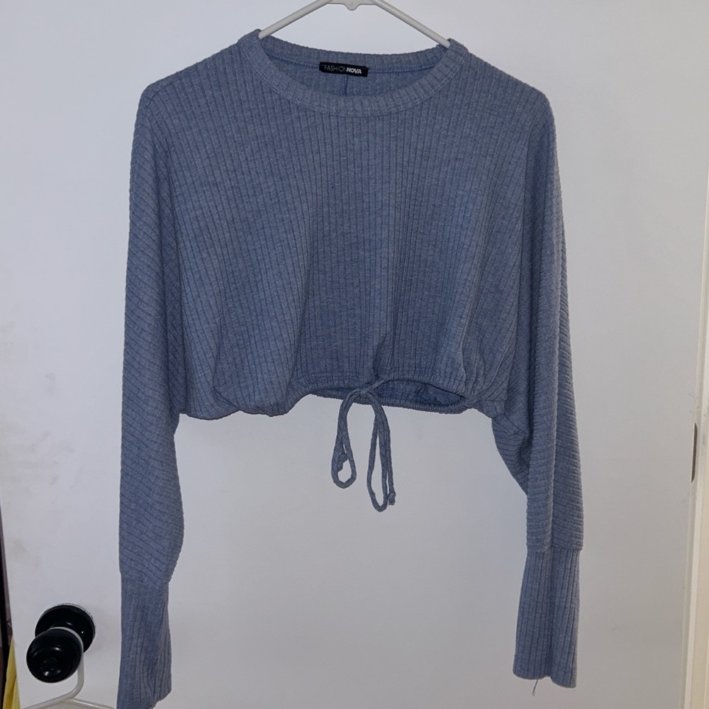 Fashion nova light powdered blue cropped sweater